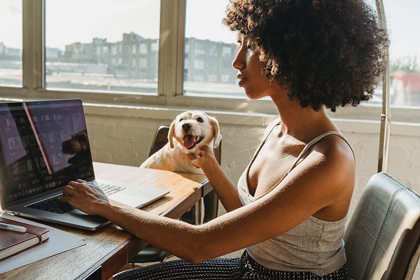 woman working on computer