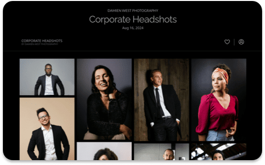 Gallery of diverse corporate headshots; professional portraits against various backgrounds
